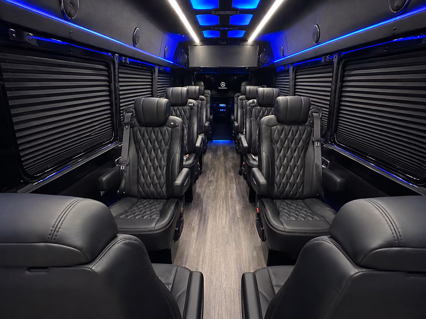 orange 10 passenger sprinter van inside