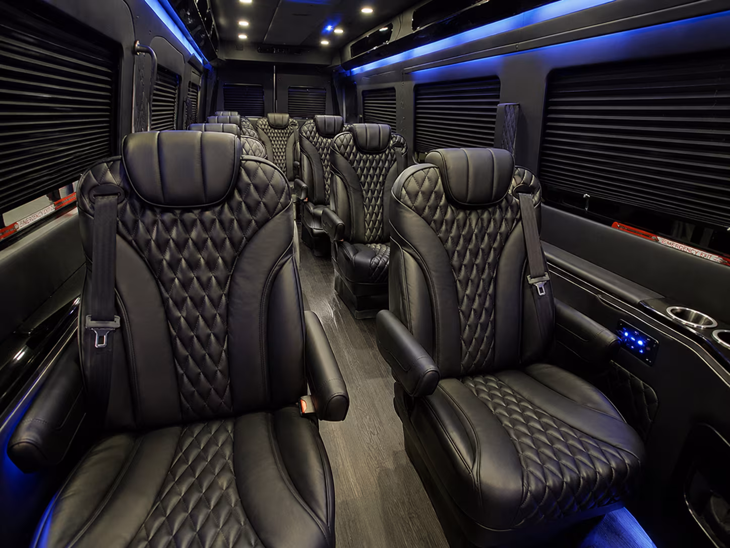 orange 18 passenger sprinter van inside