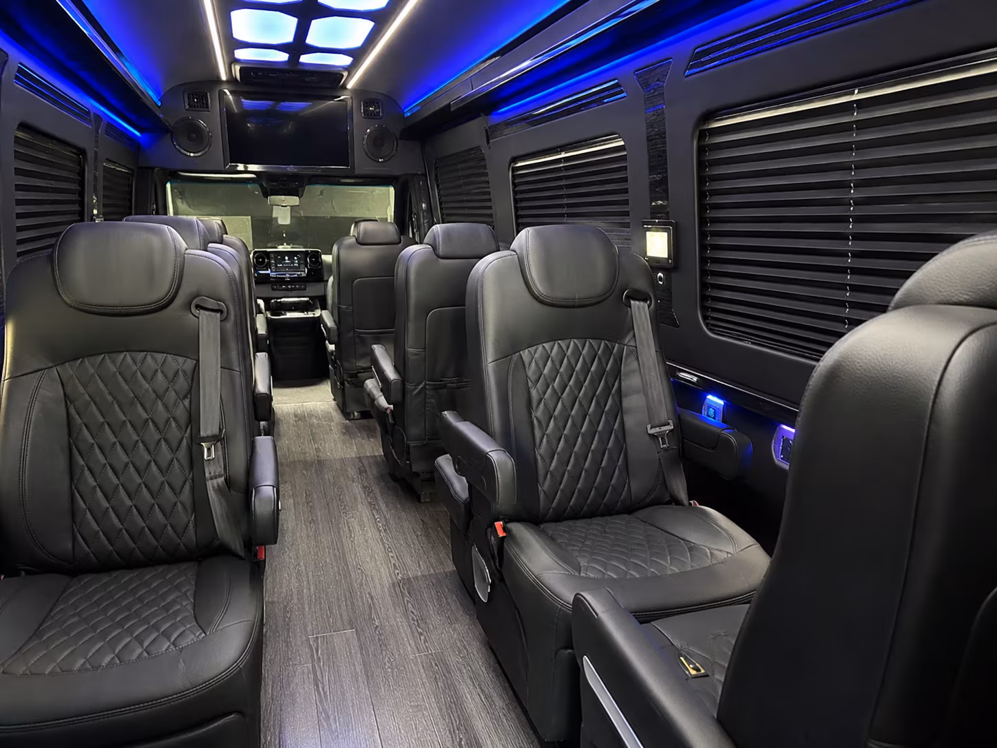 orange 18 passenger sprinter van interior